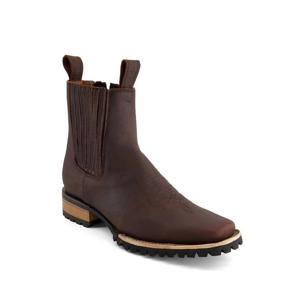 NEW FORASTERO men's leather chelsea boots with side zipper in brown